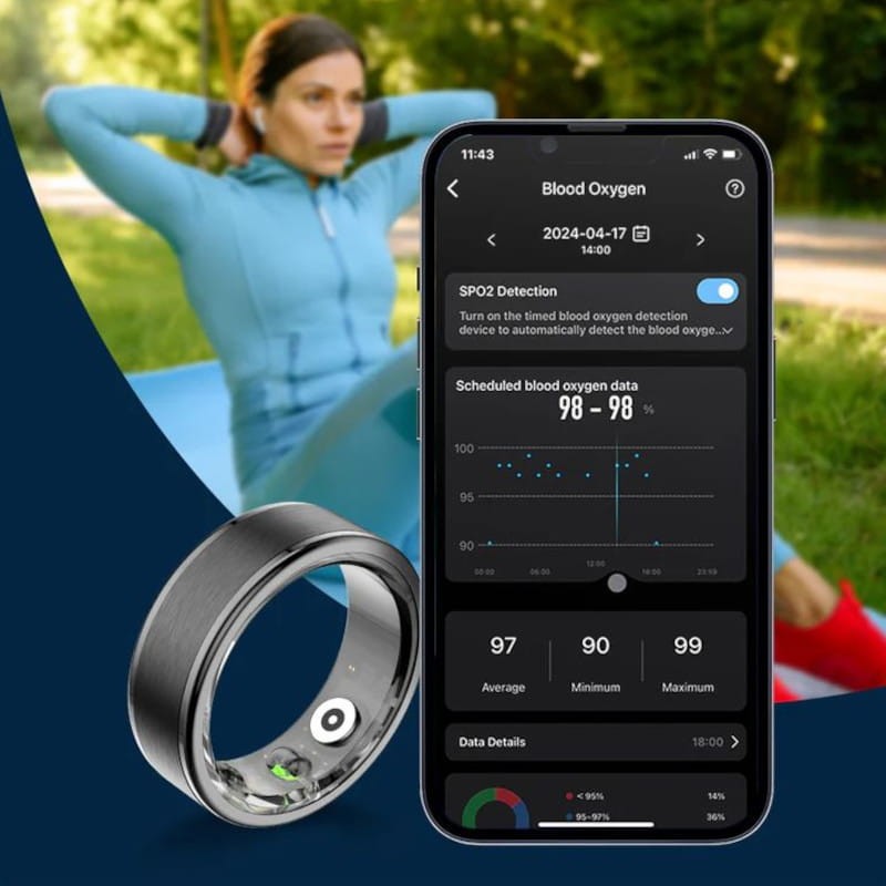 APP de Colmi R03 Tamanho 8 Ouro - Anel inteligente