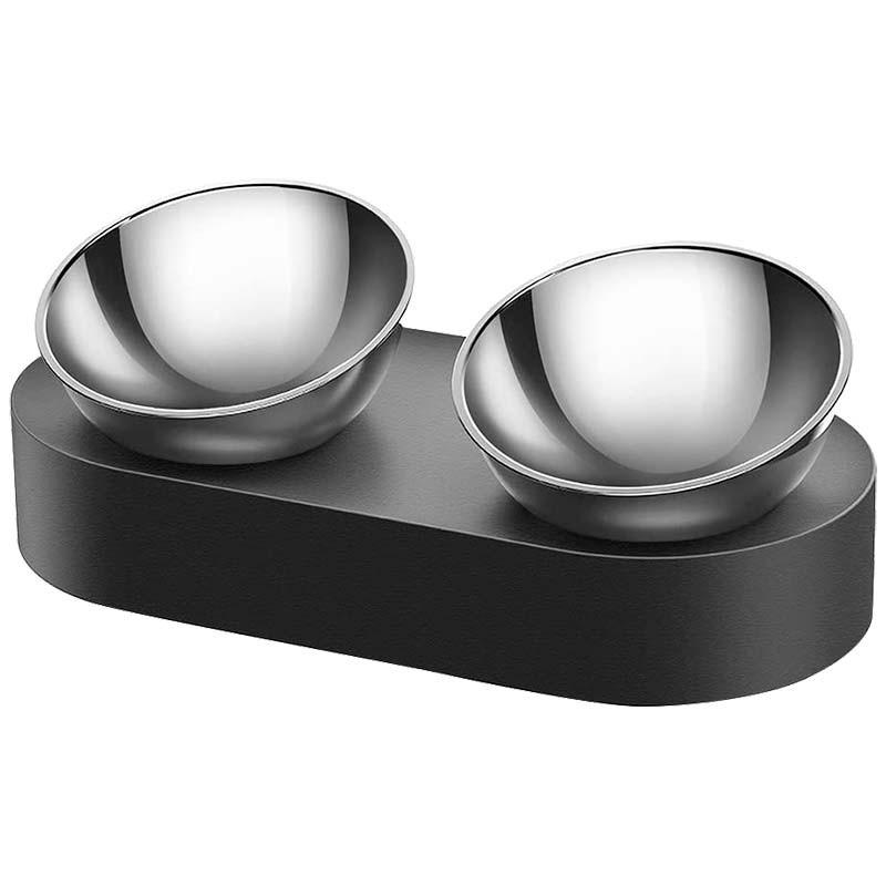 vista frontal y superior del Comedero Ajustable Petkit F4 Doble Metálico