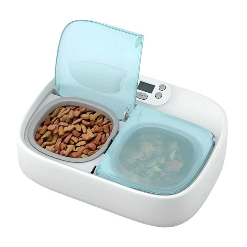 Petoneer Two-Meal Feeder - Mangeoire Intelligente Pour Animaux - Programmable avec Application - Idéal pour Séparer la Nourriture Sèche de la Nourriture Humide