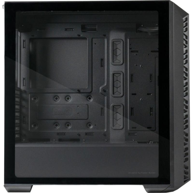 Vista lateral con panel translúcido de la Midi Tower Cooler Master MasterBox 520 Mesh Negro