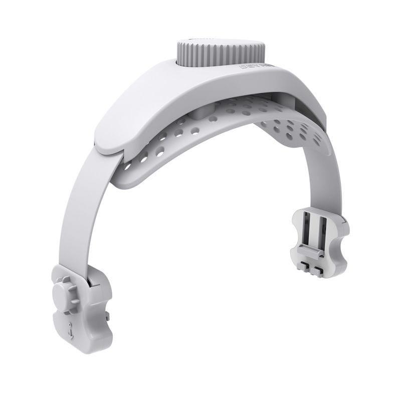 Courroie DEVASO ajustable blanche pour casques VR, bandeau rigide avec molette de réglage, coussinet perforé pour ventilation et attaches latérales robustes