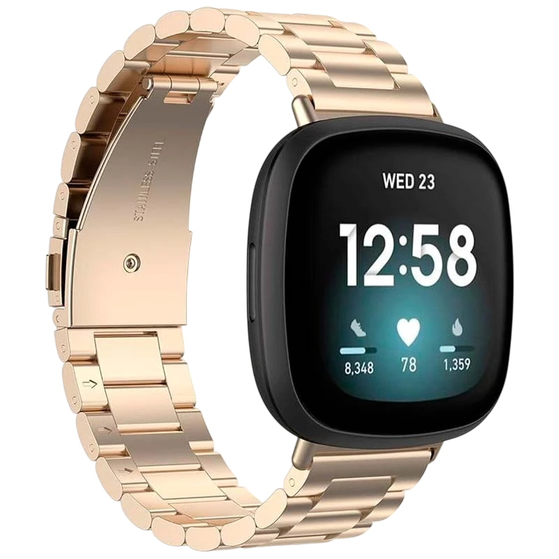 Bracelet en métal à maillons champagne pour Fitbit Versa 4