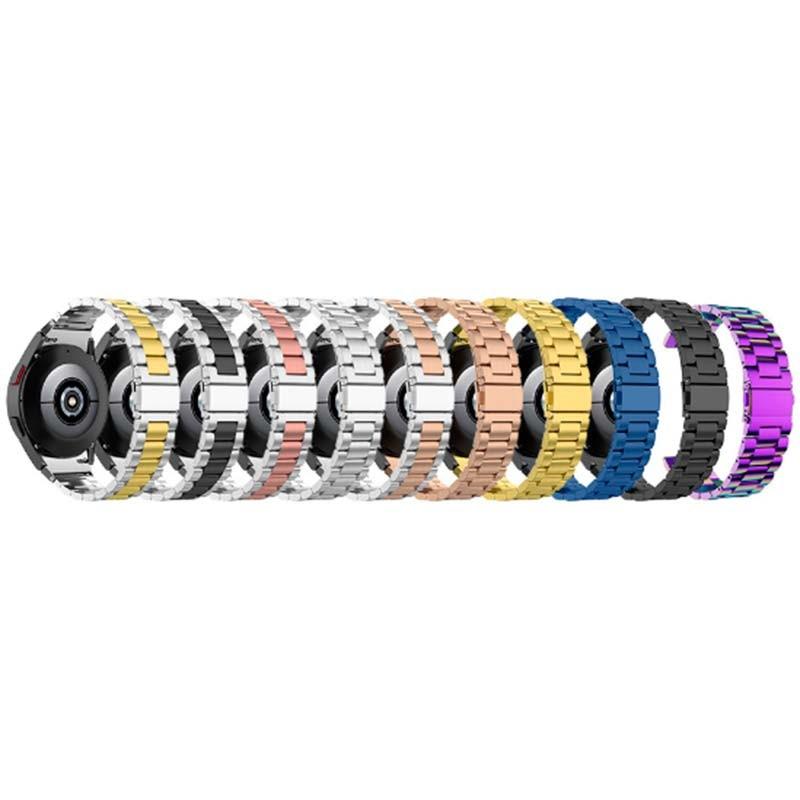 vista trasera de la Correa metálica de eslabones plata y dorado rosa para Samsung Galaxy Watch