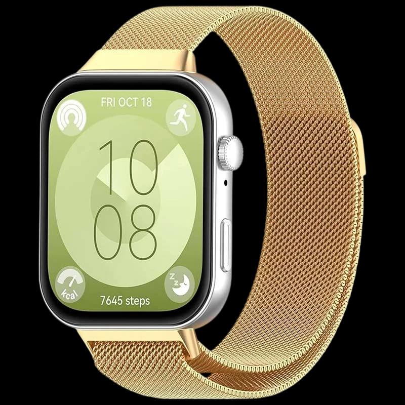 Pulseira milanesa magnética dourado para Huawei Watch Fit 3