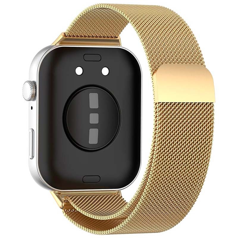 Vista traseira da Pulseira milanesa magnética dourado para Huawei Watch Fit 3