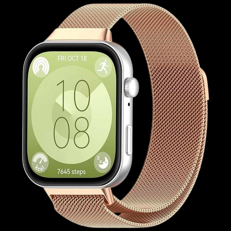 Pulseira milanesa magnética rosa para Huawei Watch Fit 3
