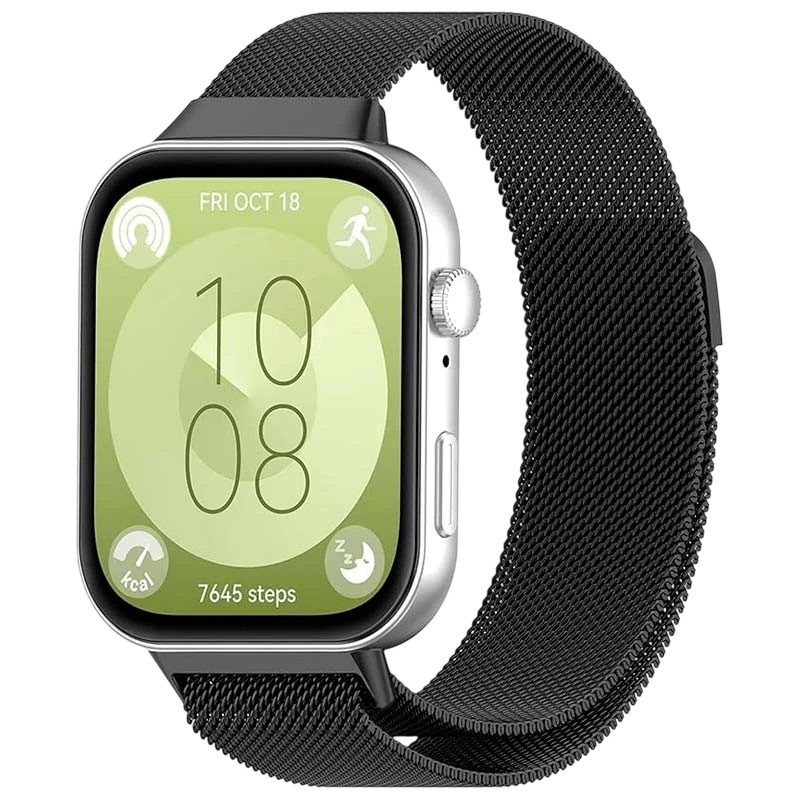 Pulseira milanesa magnética preta para Huawei Watch Fit 3