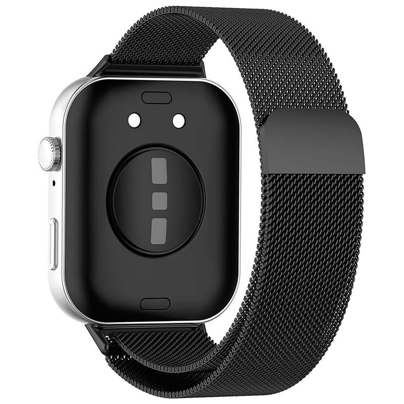 Vista traseira da Pulseira milanesa magnética preta para Huawei Watch Fit 3