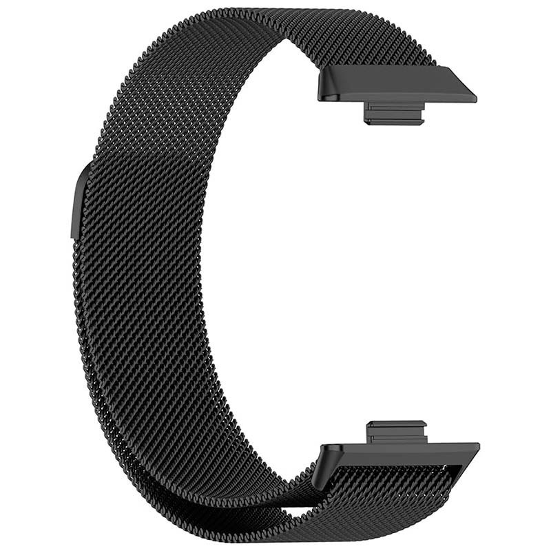 vista frontal da Pulseira milanesa magnética preta para Huawei Watch Fit 3