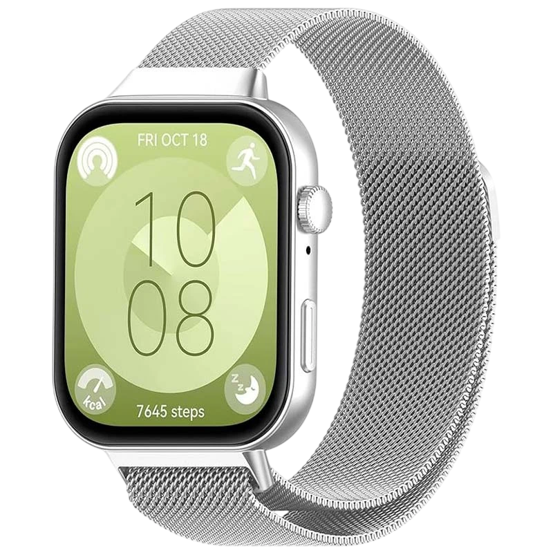 Pulseira milanesa magnética prateada para Huawei Watch Fit 3
