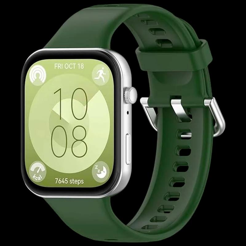 Bracelet en silicone vert foncé pour Huawei Watch Fit 3