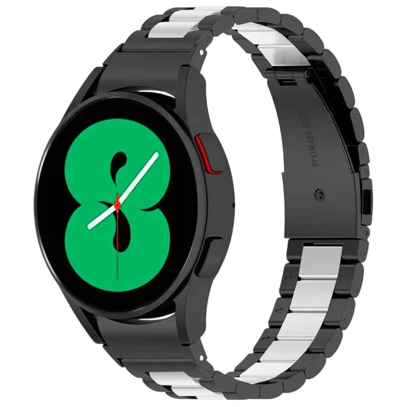 Correa metálica de eslabones negro y plata para Samsung Galaxy Watch