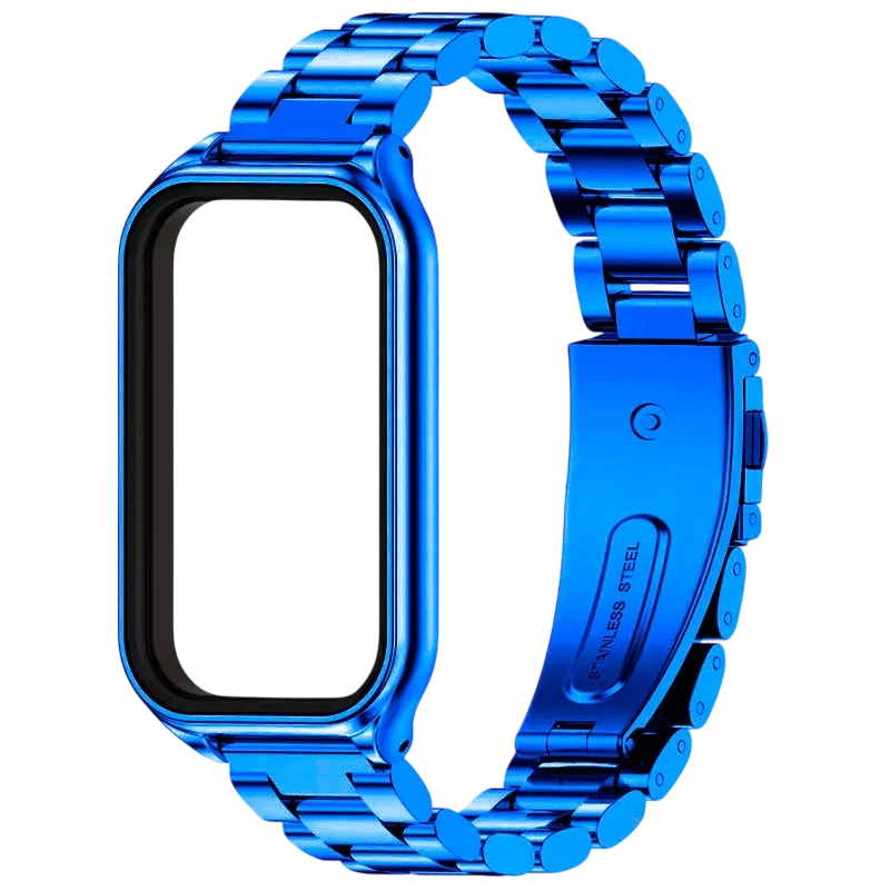 Pulseira metálica de elos azul para Xiaomi Smart Band 8 Active