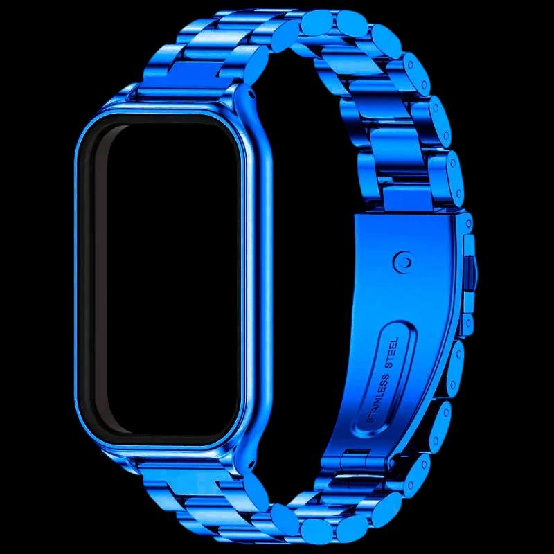 Pulseira metálica de elos azul para Xiaomi Smart Band 8 Active