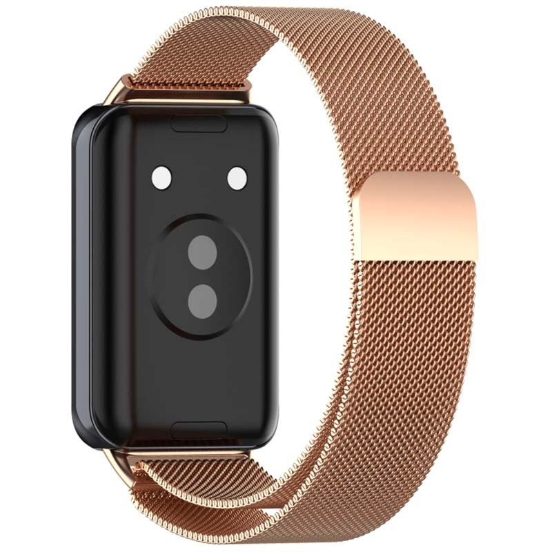 vista trasera de la Correa milanesa magnética dorado rosa para Huawei Band 9