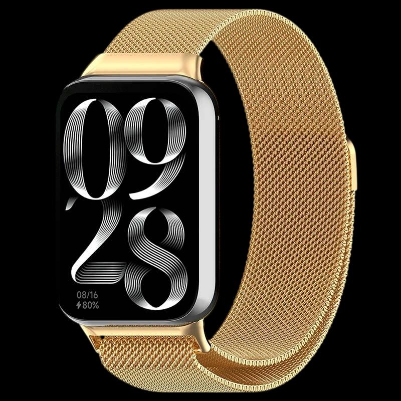 Pulseira Milanesa Magnética Xiaomi Mi Smart Band 9 Pro / Band 8 Pro / Redmi Watch 4 / Redmi Watch 5 Dourado
