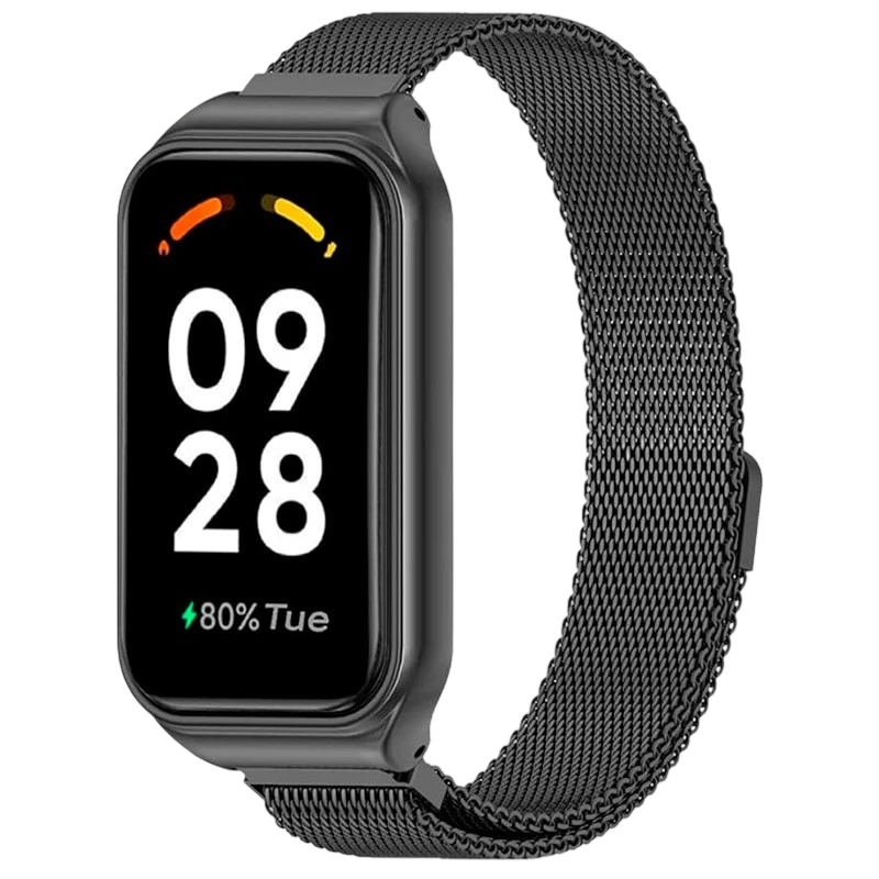 Pulseira milanesa magnética preta para Xiaomi Smart Band 8 Active