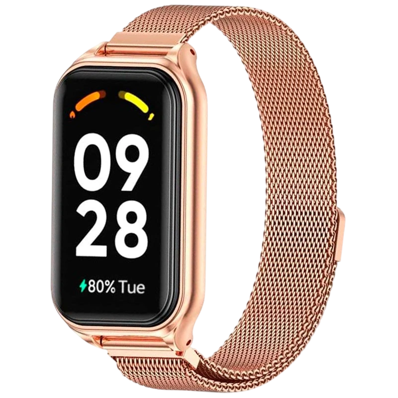 Bracelet milanais magnétique rose pour Xiaomi Smart Band 8 Active
