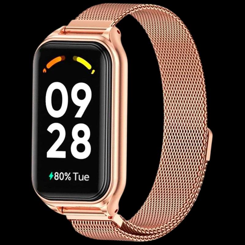 Bracelet milanais magnétique rose pour Xiaomi Smart Band 8 Active