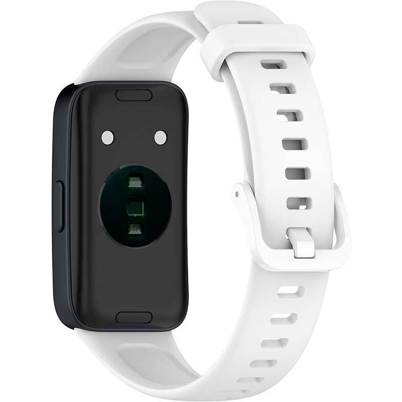 vista traseira da Pulseira de silicone compatível com Huawei Band 9 na cor Branco