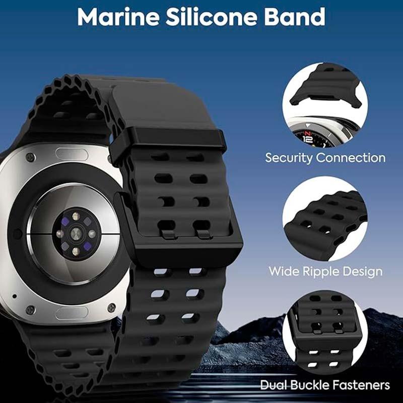 Bracelet en silicone Samsung Galaxy Watch Ultra Noir - vue détaillée