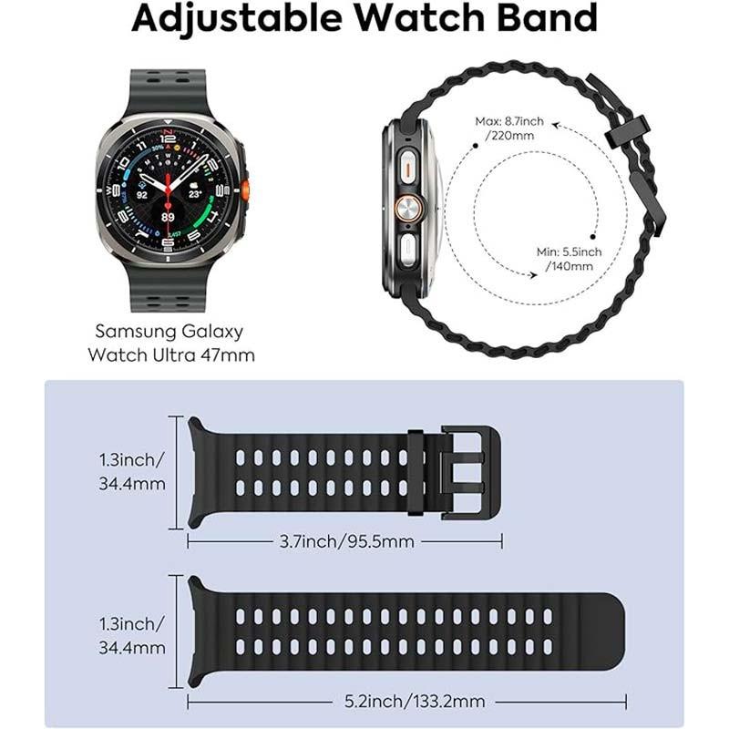 Bracelet en silicone Samsung Galaxy Watch Ultra Noir - dimensions