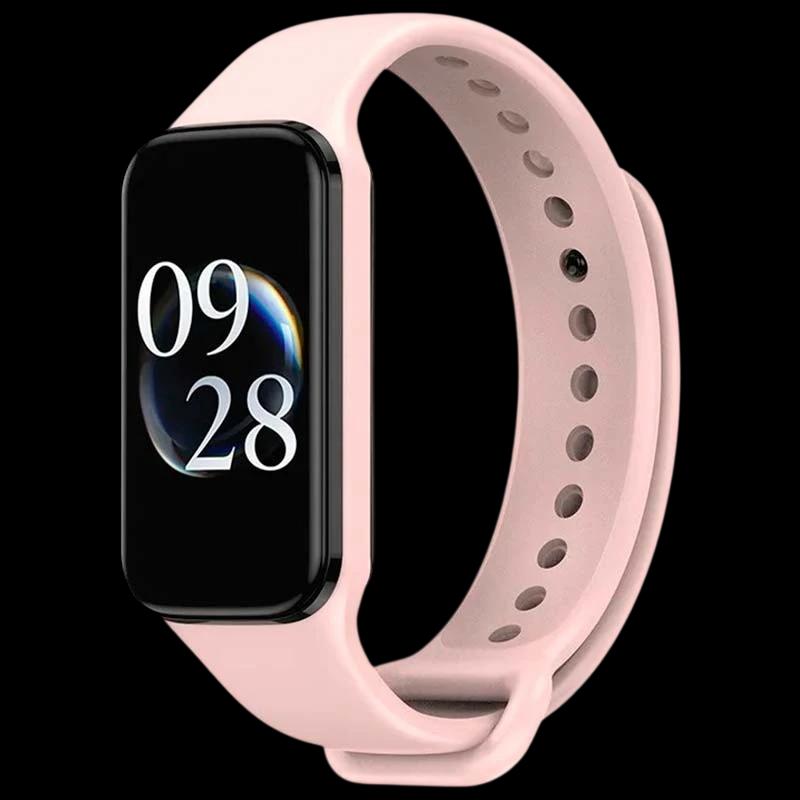 Pulseira de silicone compatível com Xiaomi Smart Band 8 Active na cor Rosa