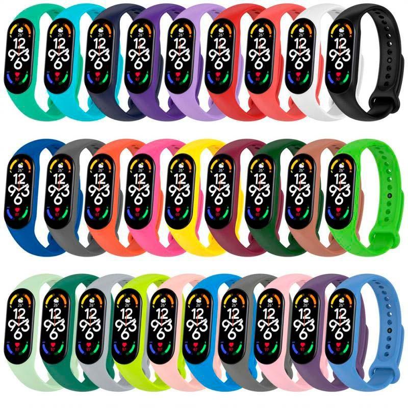 vista frontal de la Correa de silicona compatible con Xiaomi Smart Band 7 en color Azul