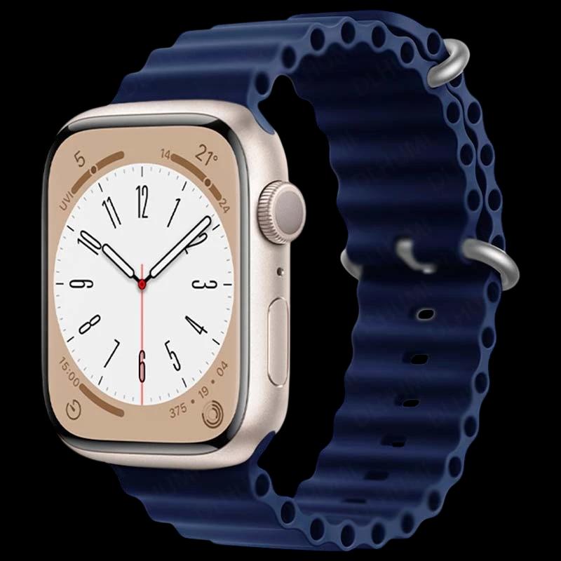 Bracelet Apple Watch 42/44/45/49mm Wave Bleu Foncé