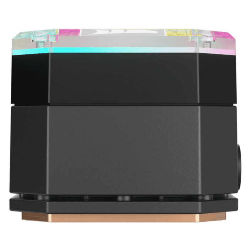 Vista frontal trasera del Refrigeración líquida Corsair iCUE H100i ELITE CAPELLIX XT Blanco