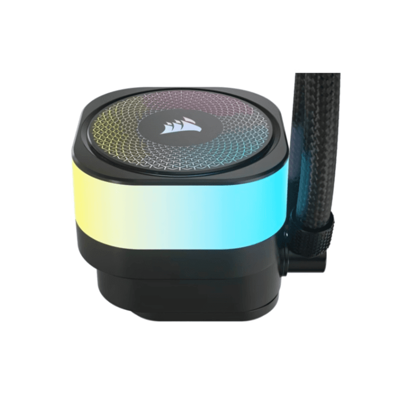 Detalle de la iluminación RGB del Sistema de refrigeración líquida Corsair iCUE LINK TITAN RX RGB Negro