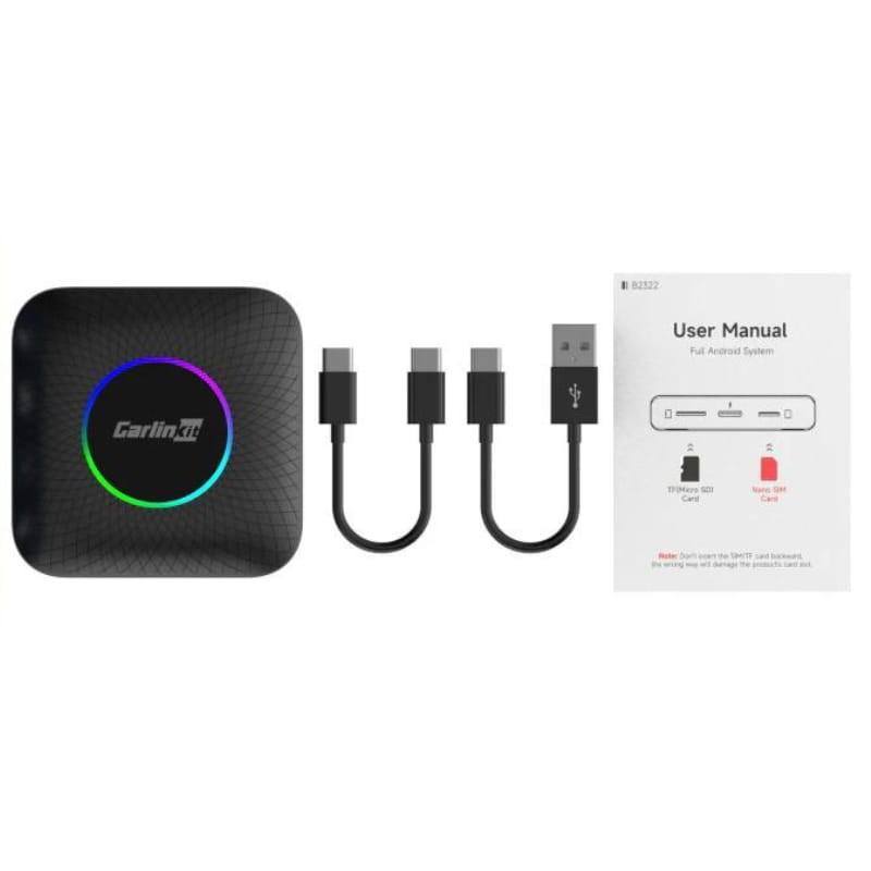 Carlinkit CPC200-TBOX LED 8G - Adaptador inalámbrico CarPlay/Android Auto contenido de la caja