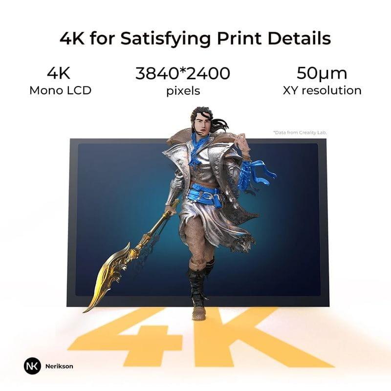 Resolução 4K de Creality Halot-PLAY Ecrã LCD monocromático, Impressão de alta precisão Cinzento 8,9'' - Impressora de resina