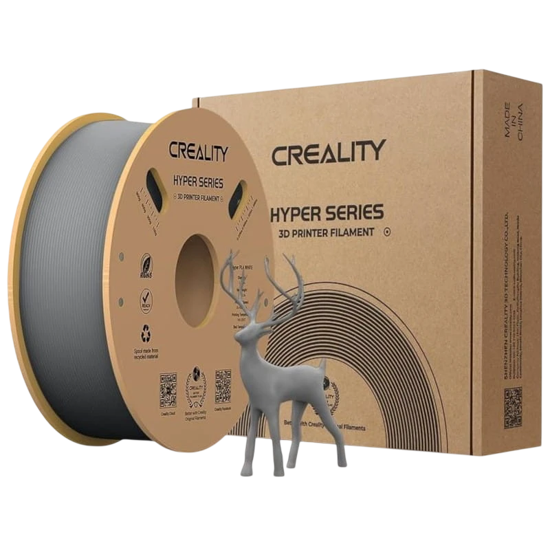 Filamento Creality Hyper PLA - 1.75mm -  Impresión de alta velocidad hasta 600mm/s - Bobina de 1kg Color Gris - Compatible con impresoras 3D FDM
