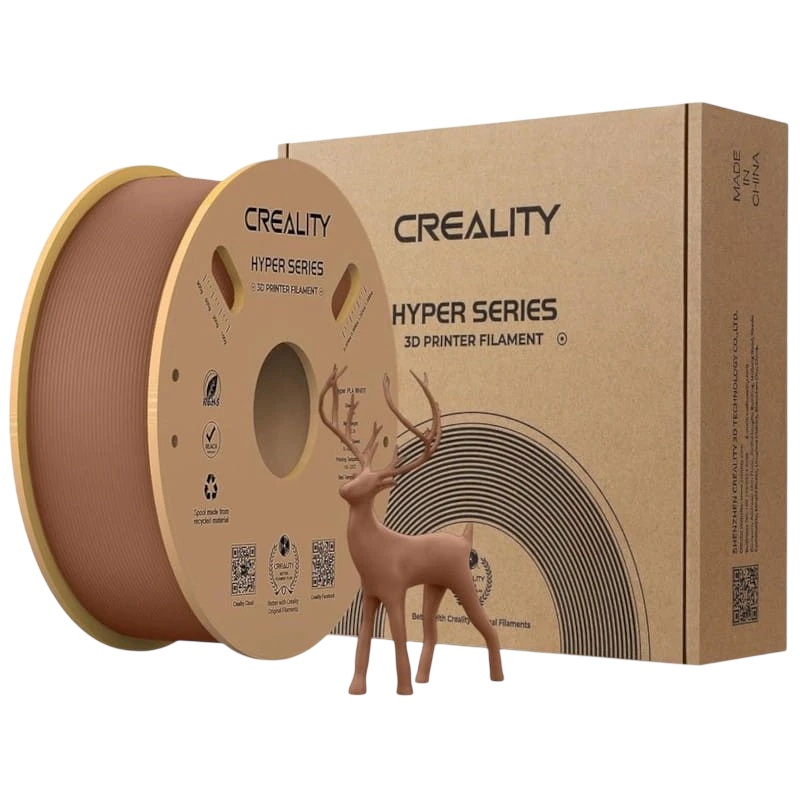 Filamento Creality Hyper PLA - 1.75mm -  Impresión de alta velocidad hasta 600mm/s - Bobina de 1kg Color Marrón - Compatible con impresoras 3D FDM