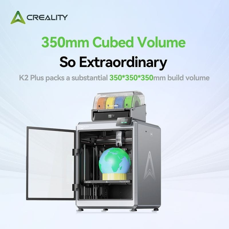 Adaptable Creality K2 Plus - Gran Tamaño Multifilamento hasta 4 CFS (16 colores) - Alta velocidad 600mm/s, Tamaño de impresión 350x350x350mm - Impresora 3D FDM