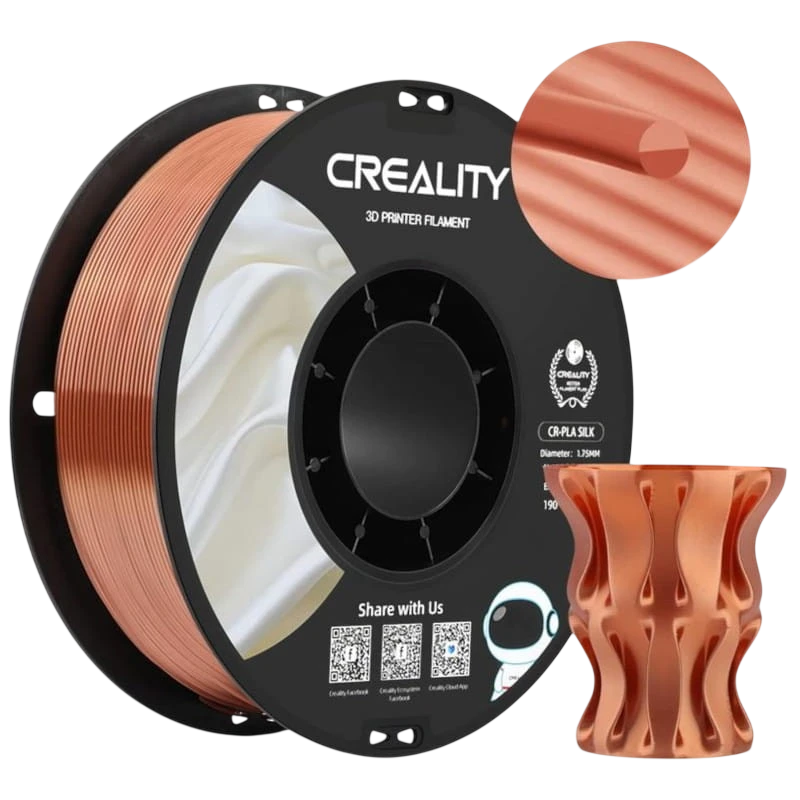 Filamento Creality PLA CR-Silk - 1.75mm - Con Textura Sedosa Y Brillante Y Tacto Suave - Velocidad de impresión hasta 100mm/s - Bobina de 1kg Color Cobre y Oro - Compatible con impresoras 3D FDM