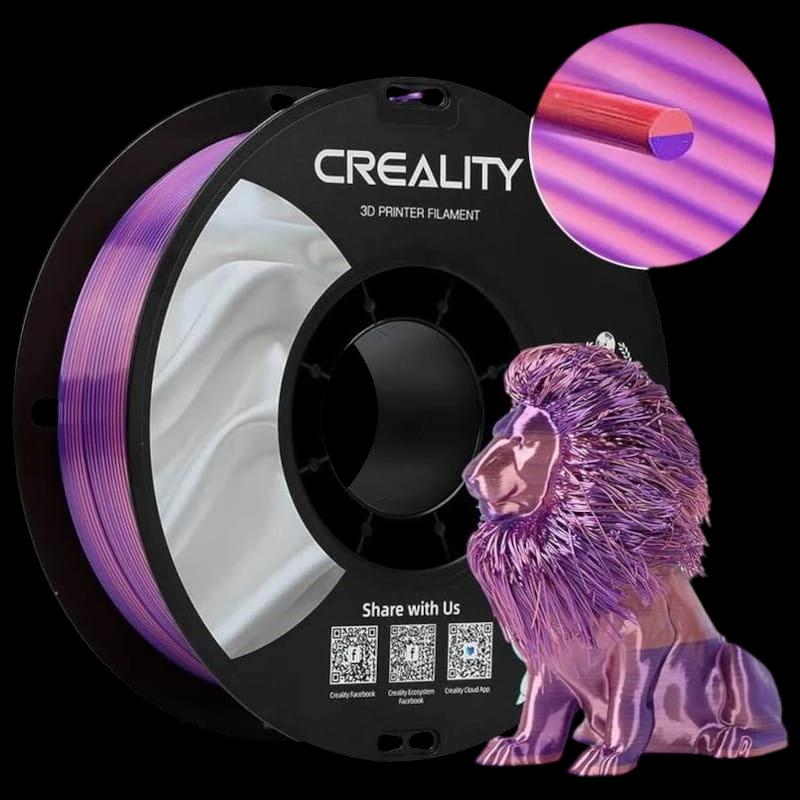 Filament Creality PLA CR-Silk - 1,75 mm - Avec texture soyeuse et brillante et toucher doux - Vitesse d'impression jusqu'à 100 mm/s - Bobine de 1 kg Couleur Violet et Rose  - Compatible avec les imprimantes 3D FDM