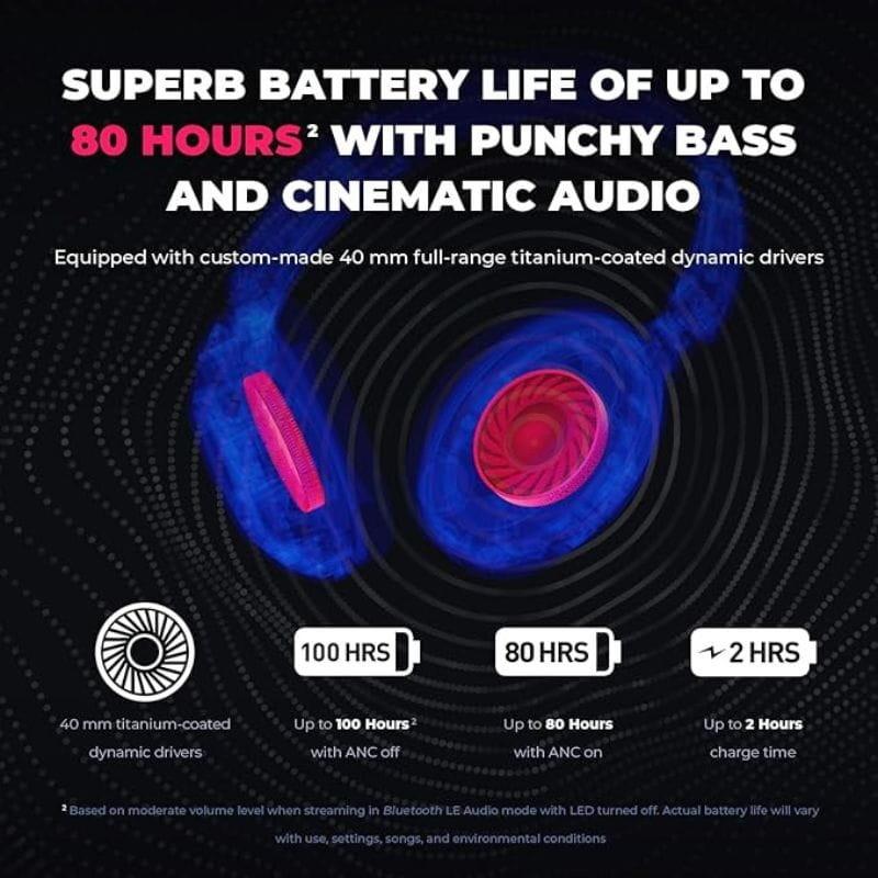 Creative Labs Zen Hybrid Pro ANC Black - Casque Bluetooth offrant jusqu'à 80 heures d'autonomie de batterie