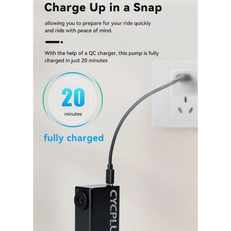 Cycplus AS2 Black - Mini insuflador elétrico Carregado em 20 minutos