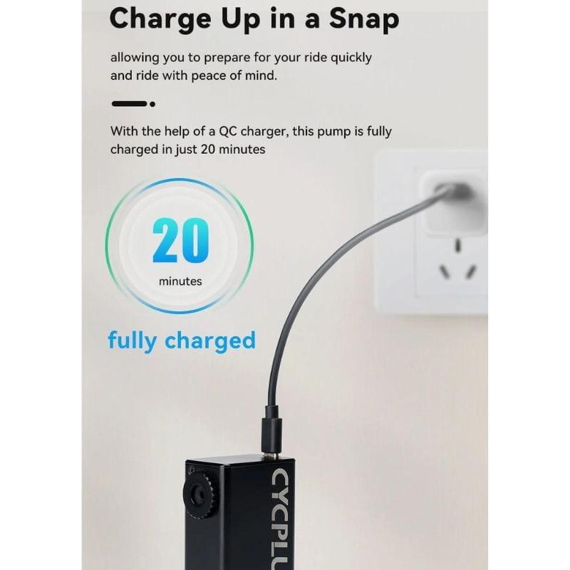 Cycplus AS2 Negro - Inflador eléctrico mini cargado en 20 minutos