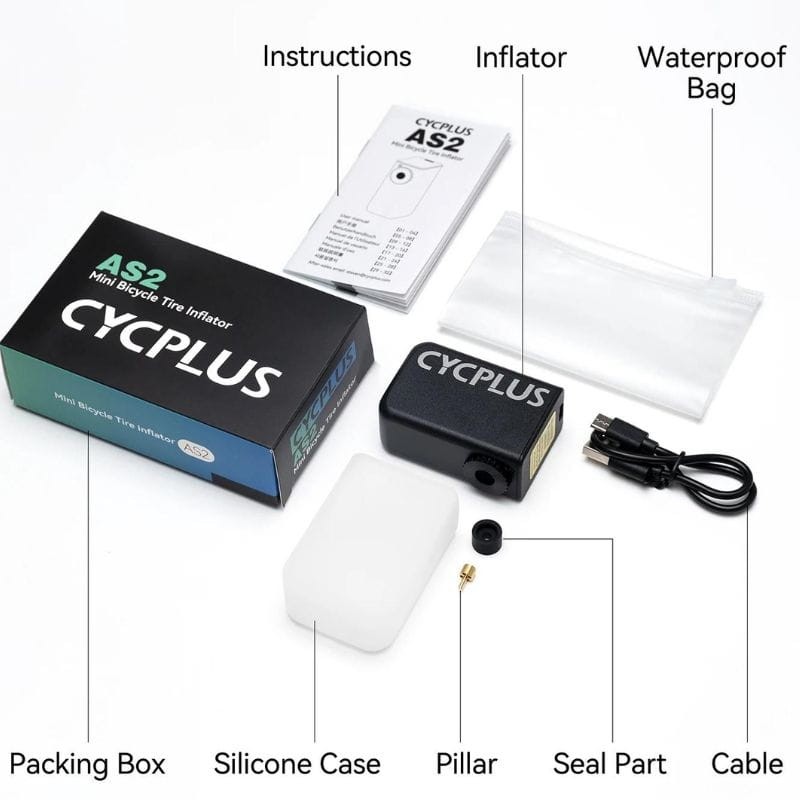 Cycplus AS2 Black - Mini insuflador elétrico Conteúdo da embalagem