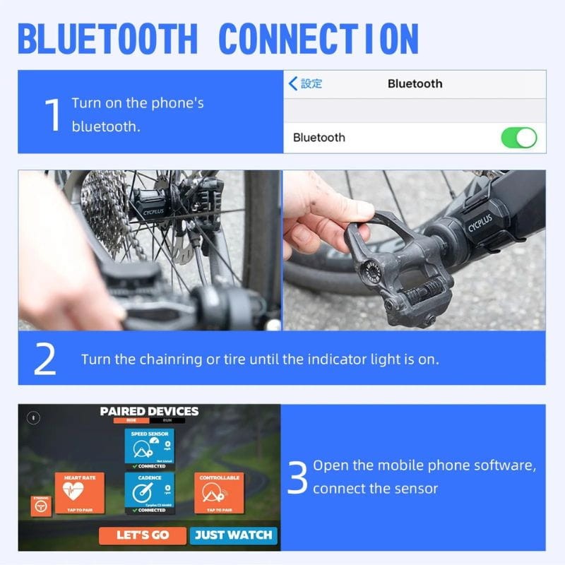 Conexión del bluetooth Cycplus C3 Negro - Sensor de velocidad y cadencia