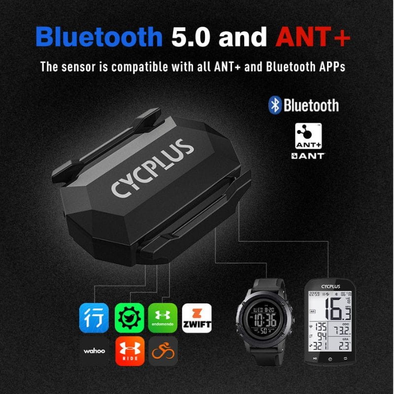 bluetooth 5.0 Cycplus C3 Negro - Sensor de velocidad y cadencia
