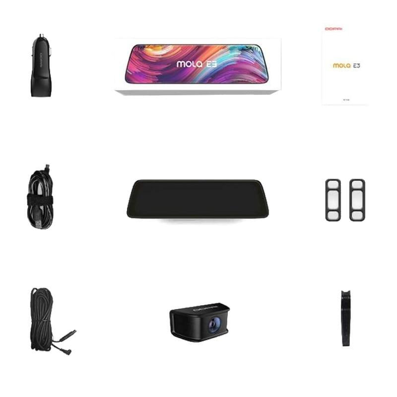 DDPAI Mola E3 - Espejo retrovisor para coche con cámara Contenido
