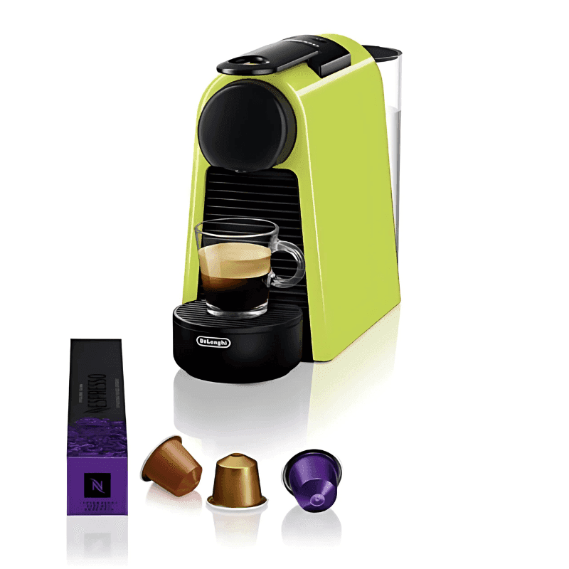 Cafetera De'Longhi Essenza Mini EN85.L Lima junto a cápsulas compatibles