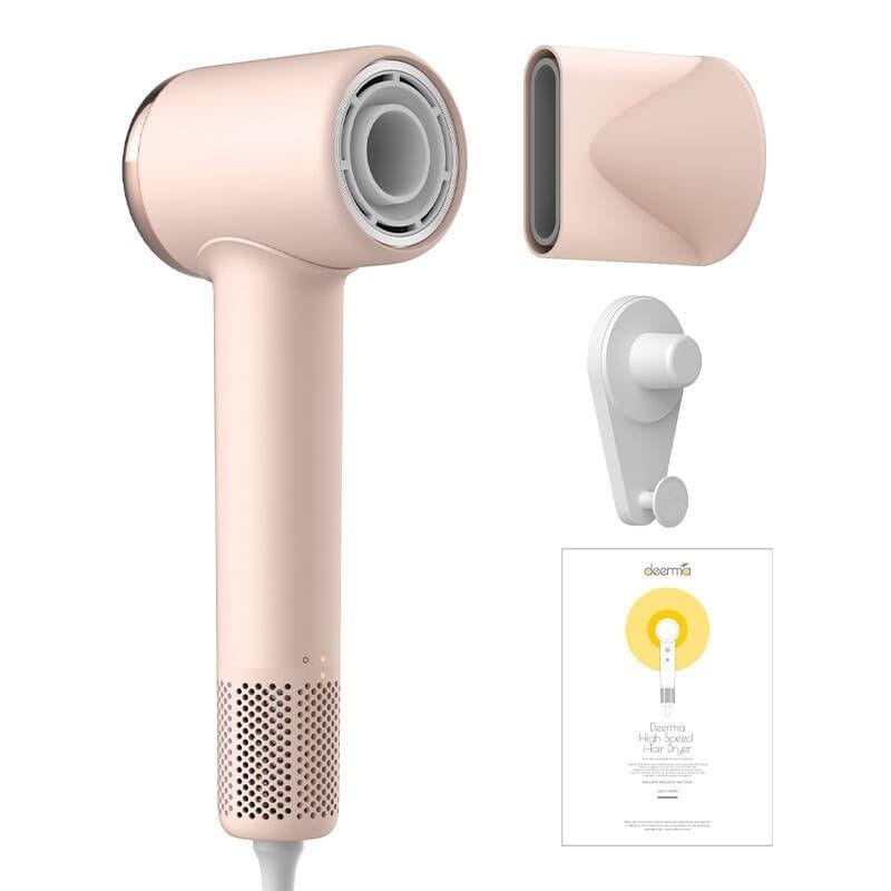 Hair Dryer Deerma DEM-CF50W Rosa - Secador de pelo con todos los accesorios