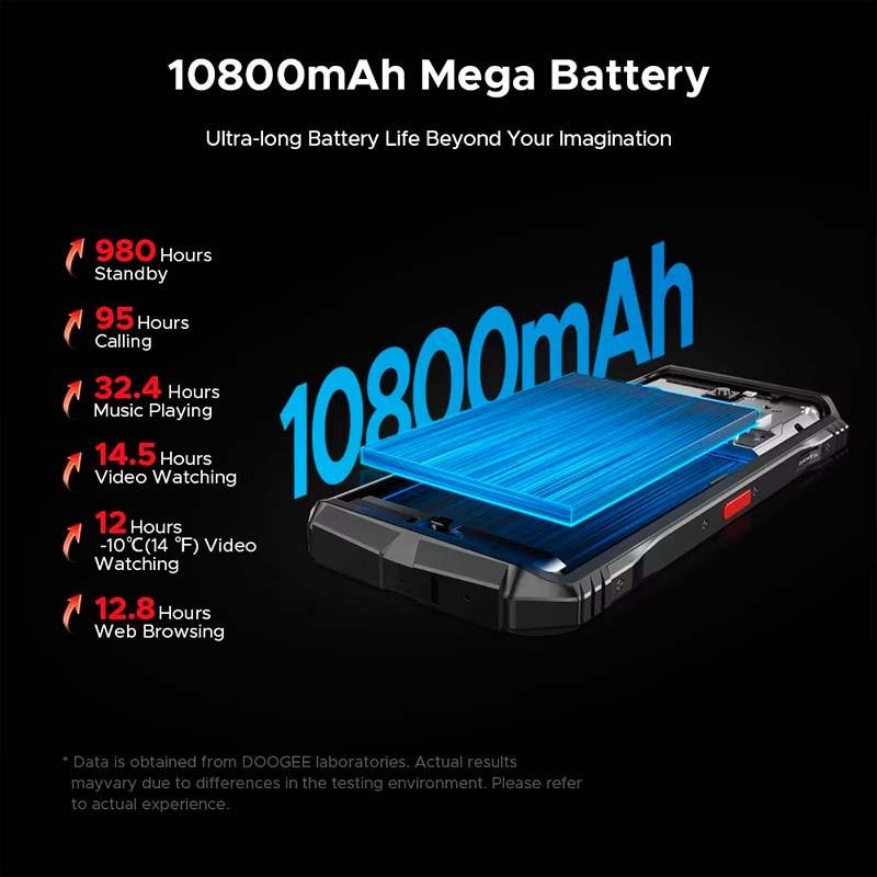 Doogee S118 Pro 8GB/512GB Prateado - bateria de 10800 mAh