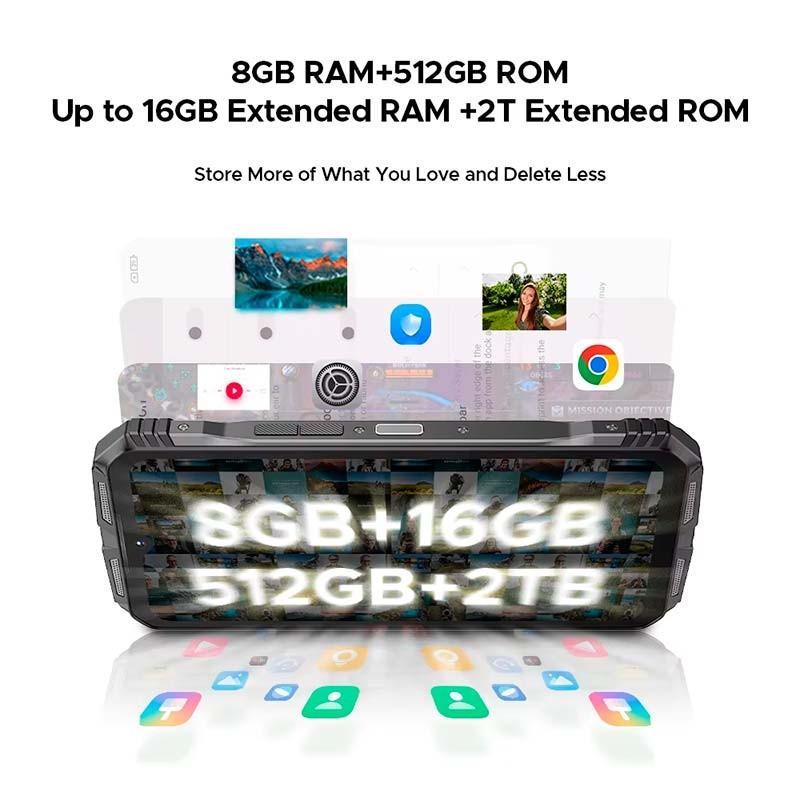 Doogee S118 Pro 8GB/512GB Prateado - configuração de memórias