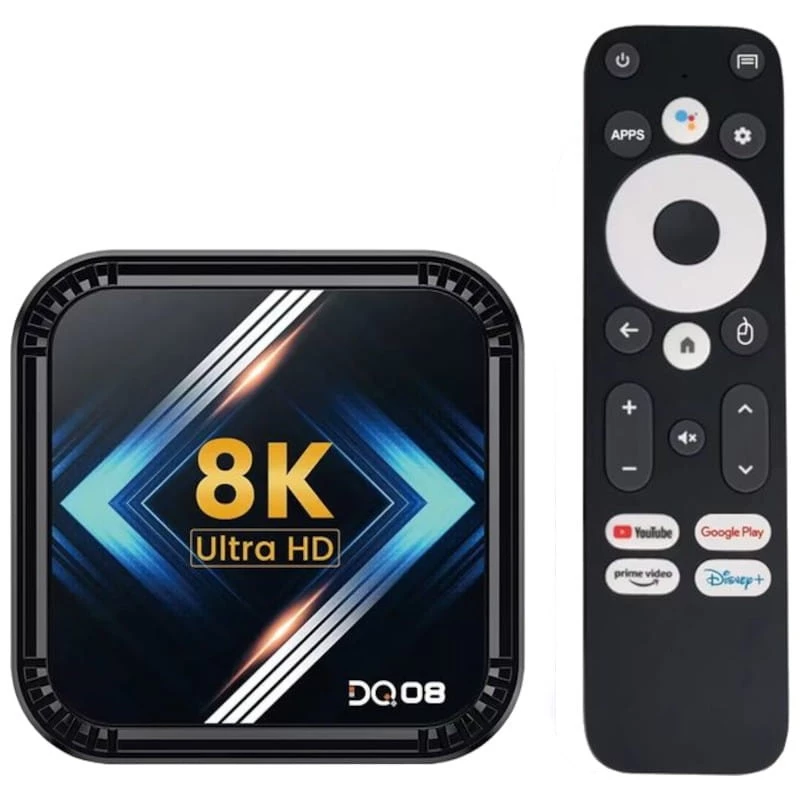 DQ08 8K RK3528 4GB/32GB Dual Wifi Controlo de Voz Android 13 Preto - Android TV